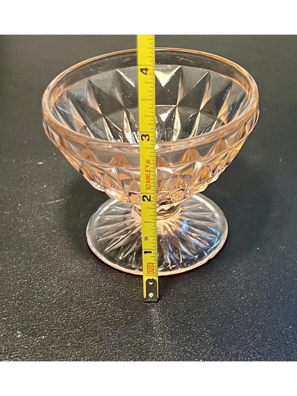 Jeannette 1940s 6 Sherbet Cups Windsor Diamond Pink Depression Glass, 3.5x3”